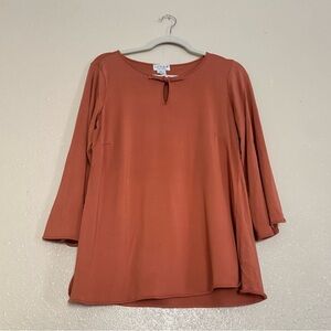 Citron Santa Monica Orange Long Sleeve Blouse